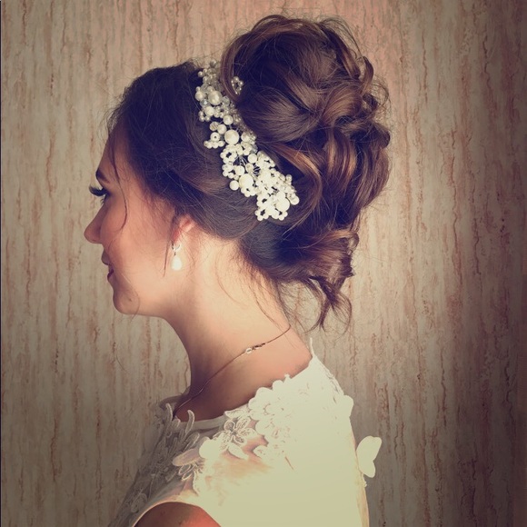 Pearl head piece wedding bridal hair pearls - Picture 7 of 12